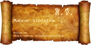 Mahrer Violetta névjegykártya